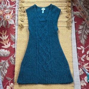 Plenty Dress tank sweater dress teal green turquoise alpaca acrylic nylon Small